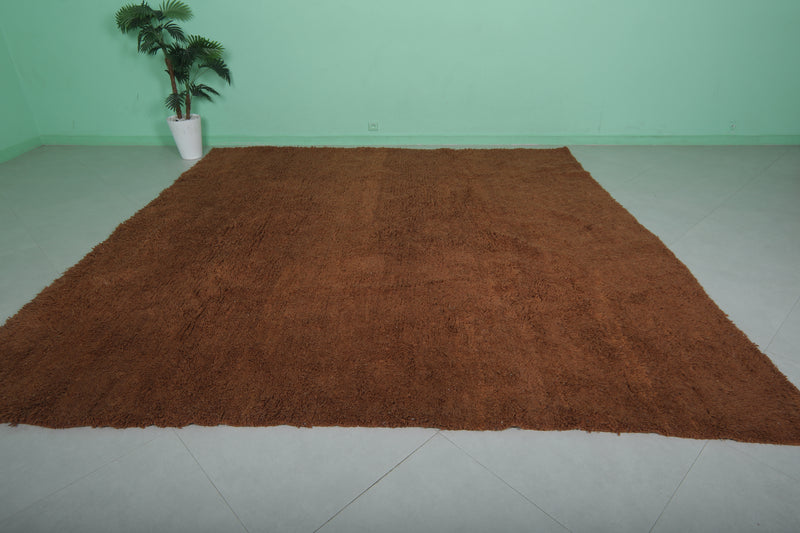 Handmade Beni Ourain Rug - 10 x 10 Feet Square | Luxurious Brown Wool