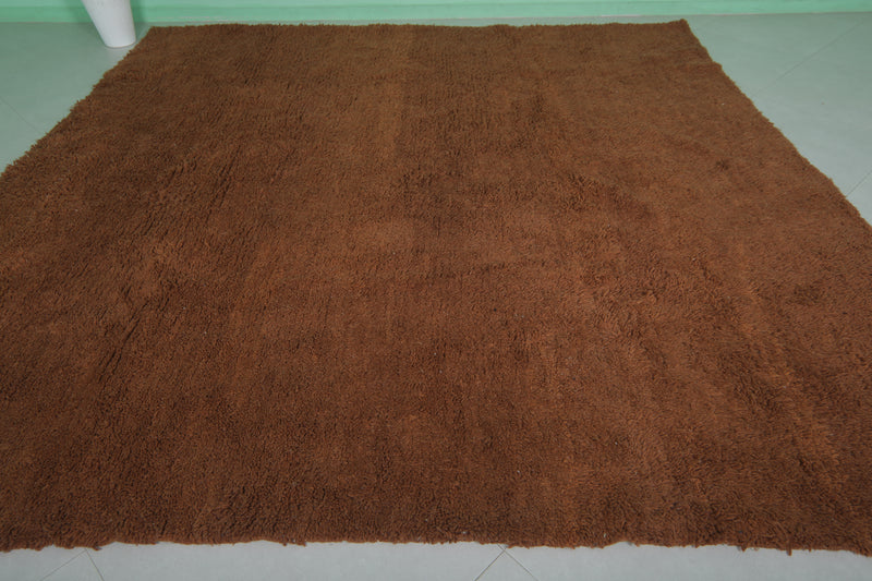 Handmade Beni Ourain Rug - 10 x 10 Feet Square | Luxurious Brown Wool