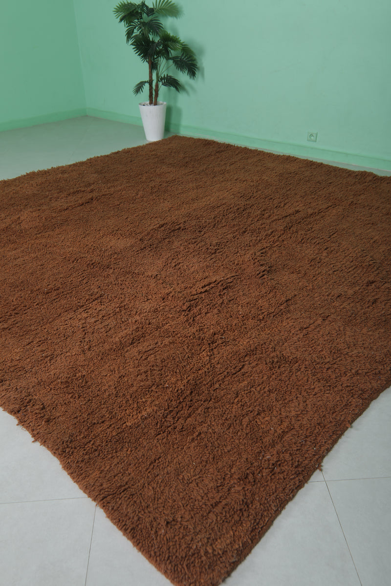 Handmade Beni Ourain Rug - 10 x 10 Feet Square | Luxurious Brown Wool