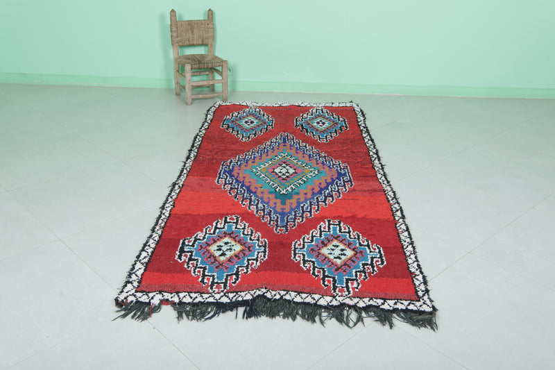 Bold Moroccan Rug 3.6 x 7.8 FT - Geometric Diamond Design