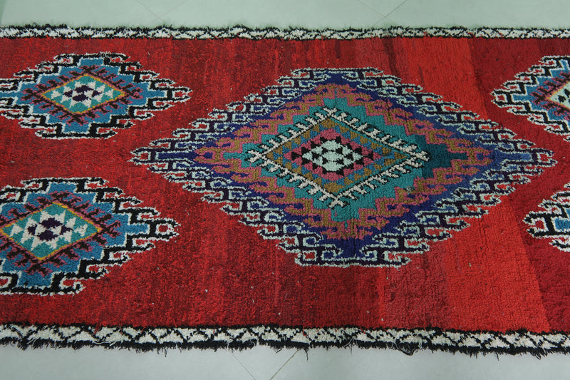 Bold Moroccan Rug 3.6 x 7.8 FT - Geometric Diamond Design