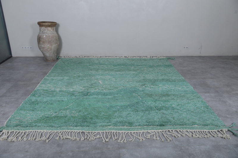 Green Moroccan Rug - Handwoven 8.9 x 9.9 Feet | Luxurious Wool Design