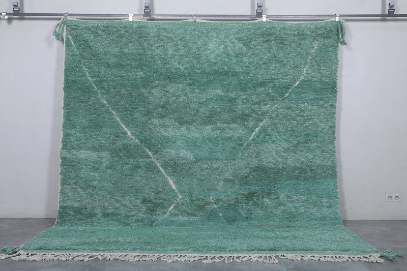 Green Moroccan Rug - Handwoven 8.9 x 9.9 Feet | Luxurious Wool Design