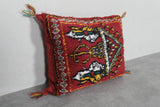 Vibrant Red Moroccan Pillow with Traditional Motifs - 13.7 x 17.3 Inches