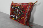 Vibrant Red Moroccan Pillow with Traditional Motifs - 13.7 x 17.3 Inches