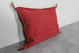 Vibrant Red Moroccan Pillow with Traditional Motifs - 13.7 x 17.3 Inches