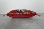 Vibrant Red Moroccan Pillow with Traditional Motifs - 13.7 x 17.3 Inches