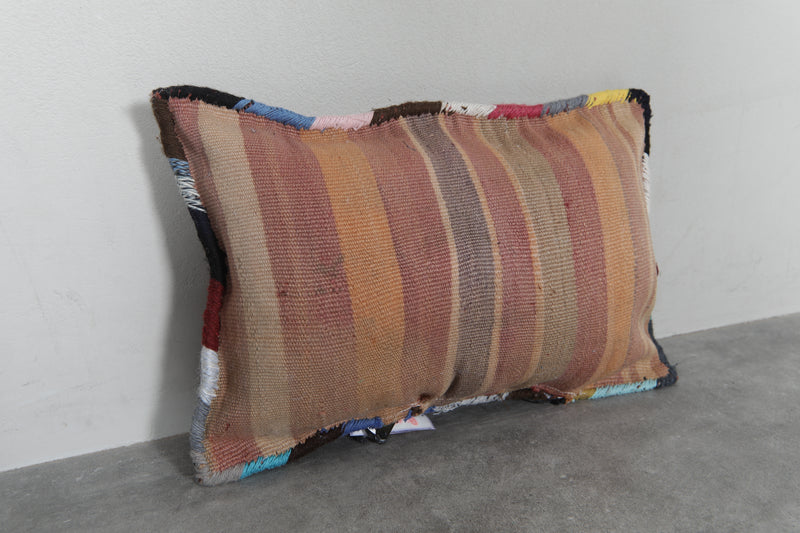 Rustic Moroccan Pillow with Red and Black Diamond Patterns - 13.7 x 20 Inches - kilim pillow