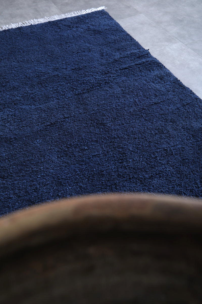 Blue Moroccan Wool Rug - Handmade | 4.3 x 7.3 Feet