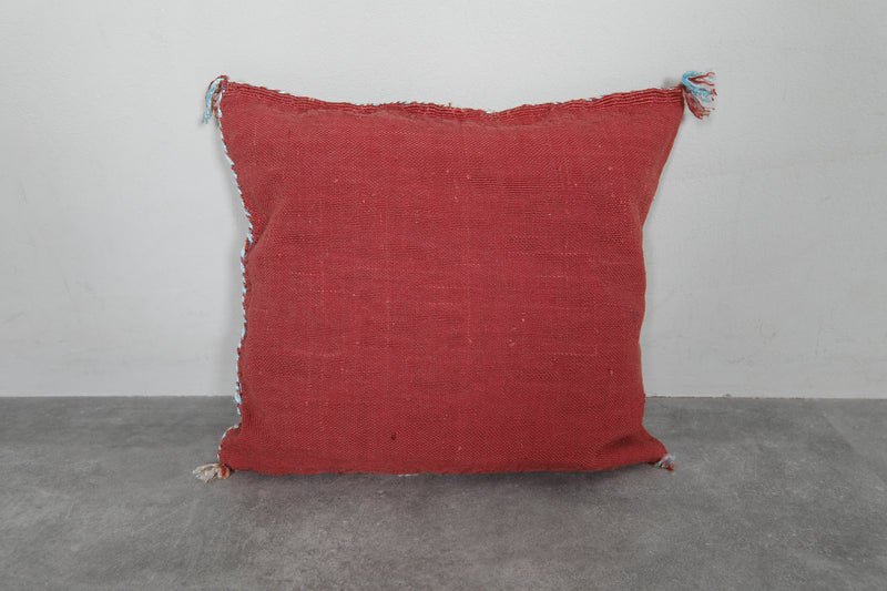 Moroccan Sabra Pillow in Red - 17.7 x 18.8 Inches - kilim pillow