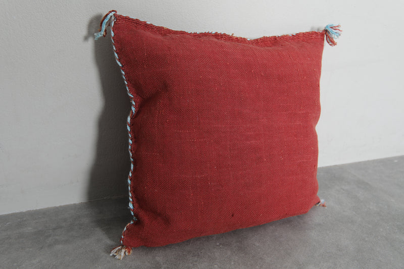 Moroccan Sabra Pillow in Red - 17.7 x 18.8 Inches - kilim pillow