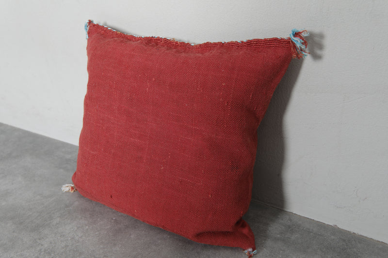 Moroccan Sabra Pillow in Red - 17.7 x 18.8 Inches - kilim pillow