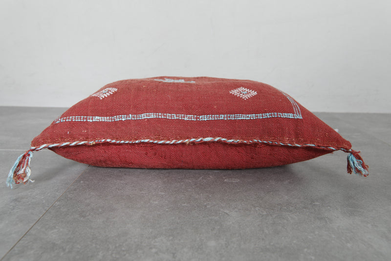 Moroccan Sabra Pillow in Red - 17.7 x 18.8 Inches - kilim pillow