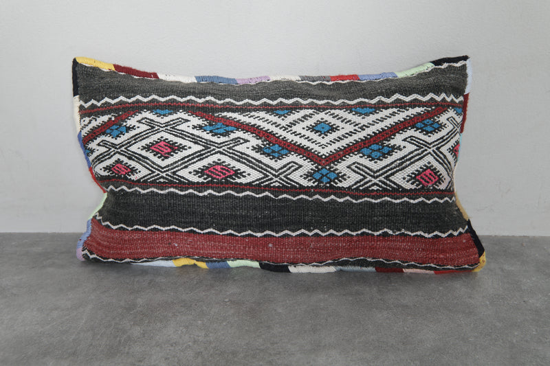 Colorful Tribal Moroccan Pillow - 13.7 x 23.6 Inches - kilim pillow