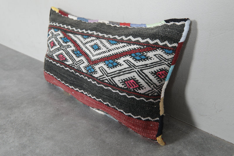 Colorful Tribal Moroccan Pillow - 13.7 x 23.6 Inches - kilim pillow