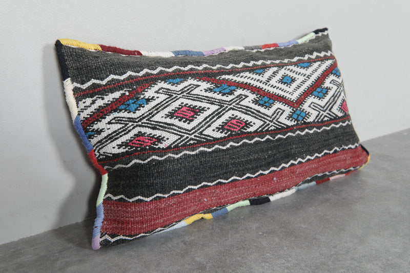 Colorful Tribal Moroccan Pillow - 13.7 x 23.6 Inches - kilim pillow