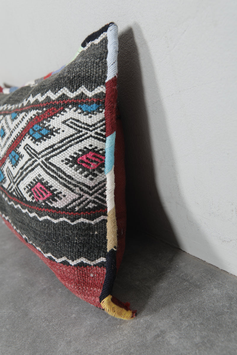 Colorful Tribal Moroccan Pillow - 13.7 x 23.6 Inches - kilim pillow