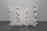 White Moroccan Wedding Pillow with Sequins - 16.5 x 20.8 Inches