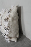 White Moroccan Wedding Pillow with Sequins - 16.5 x 20.8 Inches