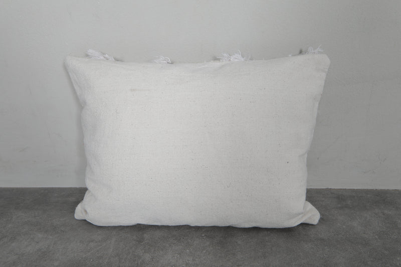 White Moroccan Wedding Pillow with Sequins - 16.5 x 20.8 Inches - kilim pillow