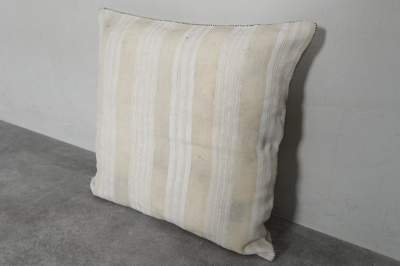 Neutral Striped Moroccan Pillow - 18.8 x 19.2 Inches - kilim pillow