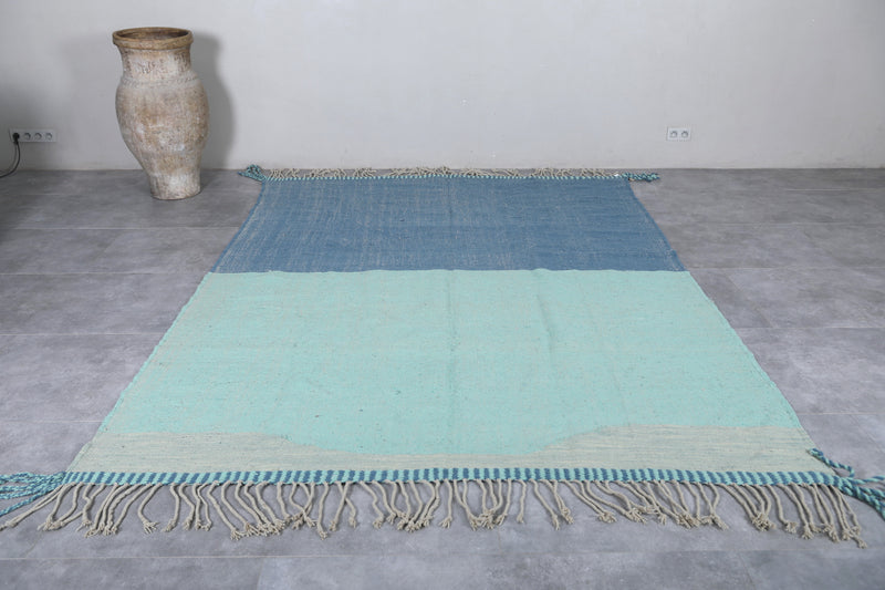 Moroccan Rug 7.2x9.8 FT - Handwoven Two-Tone Blue Wool