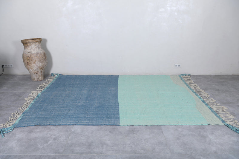 Moroccan Rug 7.2x9.8 FT - Handwoven Two-Tone Blue Wool