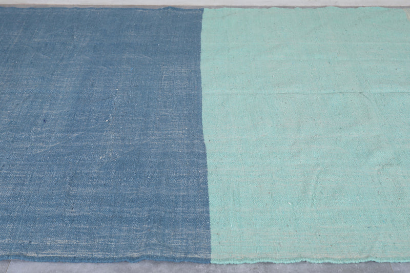 Moroccan Rug 7.2x9.8 FT - Handwoven Two-Tone Blue Wool