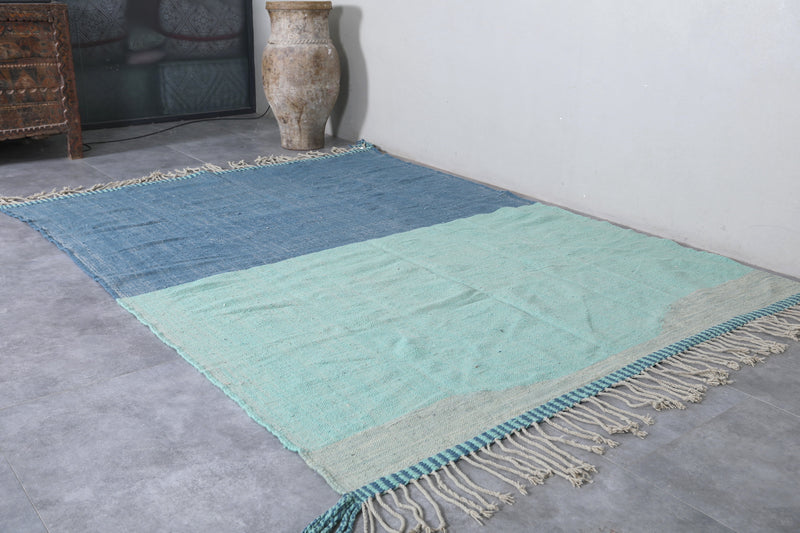 Moroccan Rug 7.2x9.8 FT - Handwoven Two-Tone Blue Wool