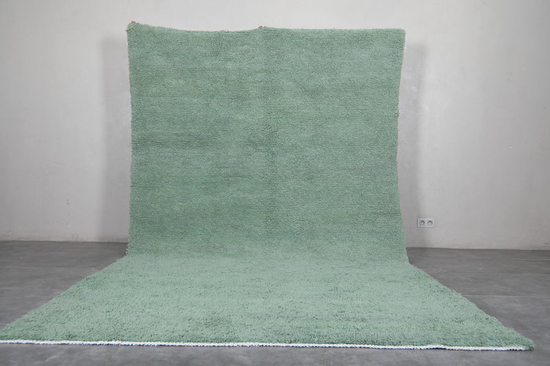 Green Moroccan Rug - 7 x 11.9 Feet | Handwoven Elegance