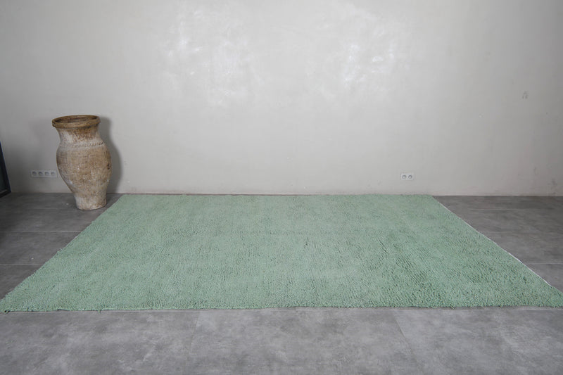 Green Moroccan Rug - 7 x 11.9 Feet | Handwoven Elegance