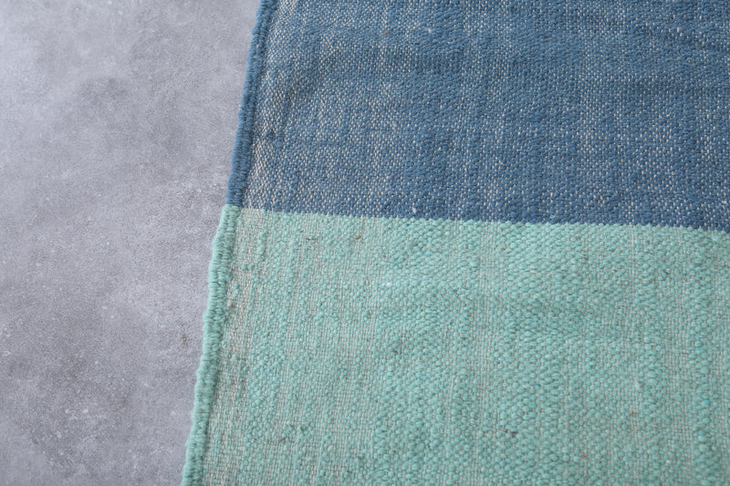 Moroccan Rug 7.2x9.8 FT - Handwoven Two-Tone Blue Wool