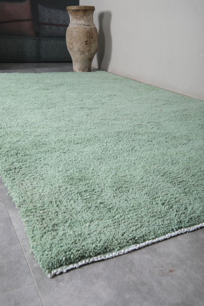 Green Moroccan Rug - 7 x 11.9 Feet | Handwoven Elegance