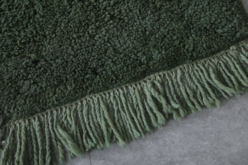 Beni Ourain Moroccan Rug - Handwoven 2 x 3.1 Feet | Green Wool Accent