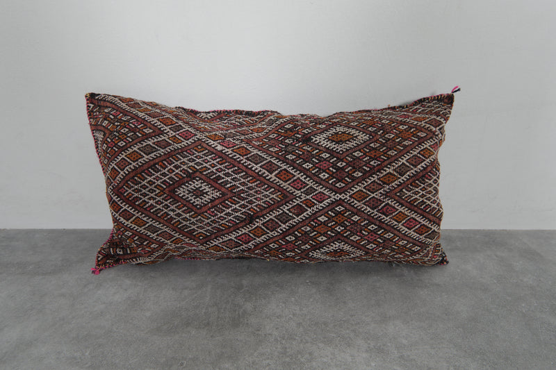 Handwoven Moroccan Lumbar Pillow - 16.1 x 28.3 Inches - kilim pillow