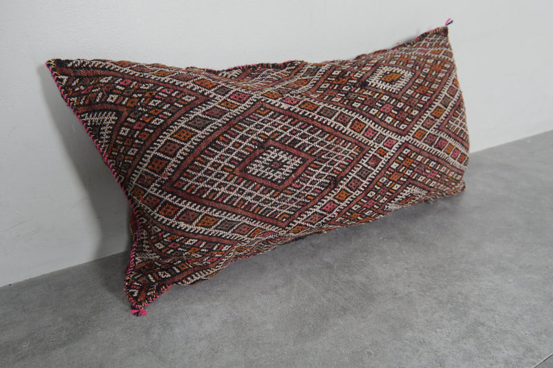 Handwoven Moroccan Lumbar Pillow - 16.1 x 28.3 Inches - kilim pillow