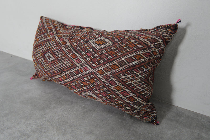 Handwoven Moroccan Lumbar Pillow - 16.1 x 28.3 Inches - kilim pillow