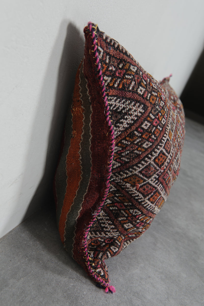 Handwoven Moroccan Lumbar Pillow - 16.1 x 28.3 Inches - kilim pillow