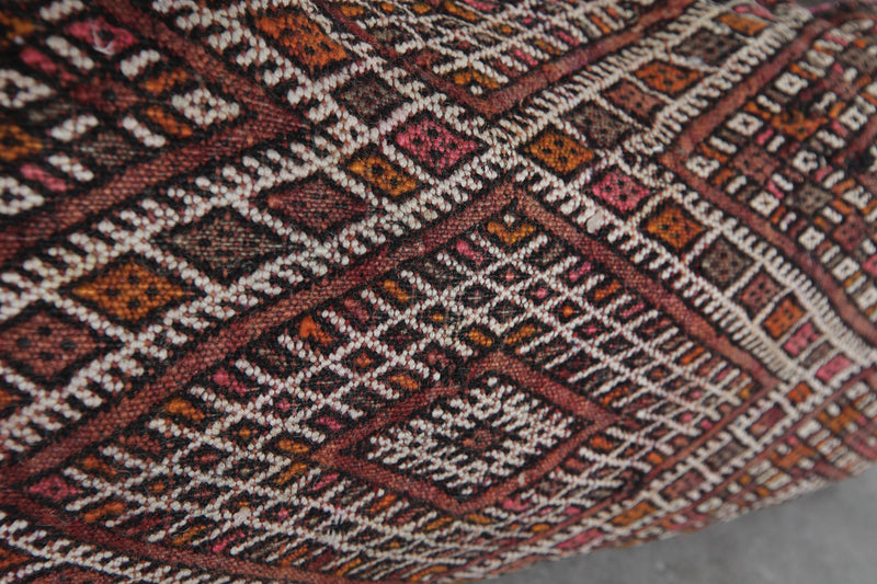 Handwoven Moroccan Lumbar Pillow - 16.1 x 28.3 Inches - kilim pillow