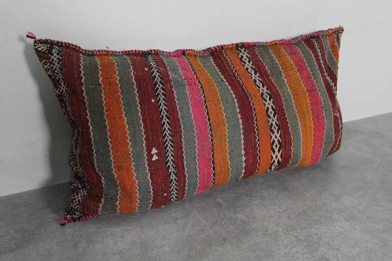 Handwoven Moroccan Lumbar Pillow - 16.1 x 28.3 Inches - kilim pillow