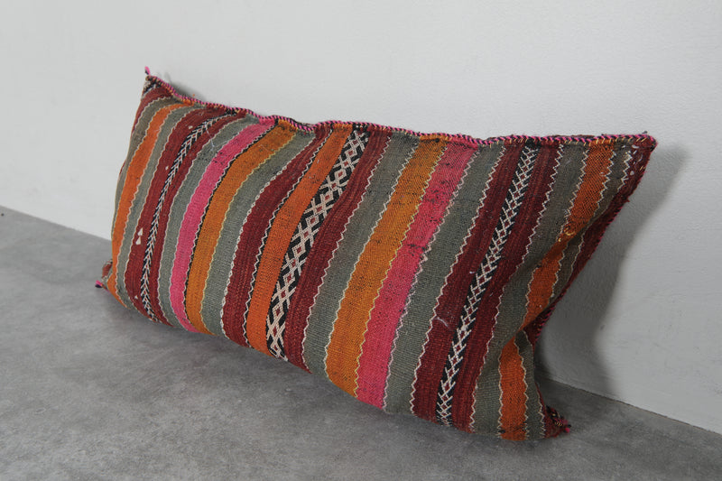 Handwoven Moroccan Lumbar Pillow - 16.1 x 28.3 Inches - kilim pillow