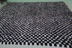 Hand-Knotted Moroccan Rug - Black and White Checkerboard | 8.1 x 10.5 ft