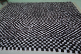 Hand-Knotted Moroccan Rug - Black and White Checkerboard | 8.1 x 10.5 ft