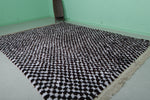 Hand-Knotted Moroccan Rug - Black and White Checkerboard | 8.1 x 10.5 ft