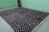 Hand-Knotted Moroccan Rug - Black and White Checkerboard | 8.1 x 10.5 ft