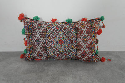 Moroccan Decorative Pillow with Tassels - 15.7 x 25.5 Inches - kilim pillow