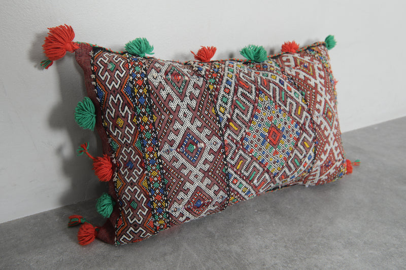 Moroccan Decorative Pillow with Tassels - 15.7 x 25.5 Inches - kilim pillow