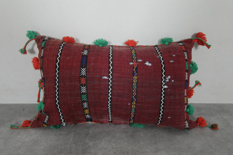 Moroccan Decorative Pillow with Tassels - 15.7 x 25.5 Inches - kilim pillow