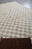 Large Moroccan Rug - 8.2 x 12.4 ft | Neutral Checkered Pattern