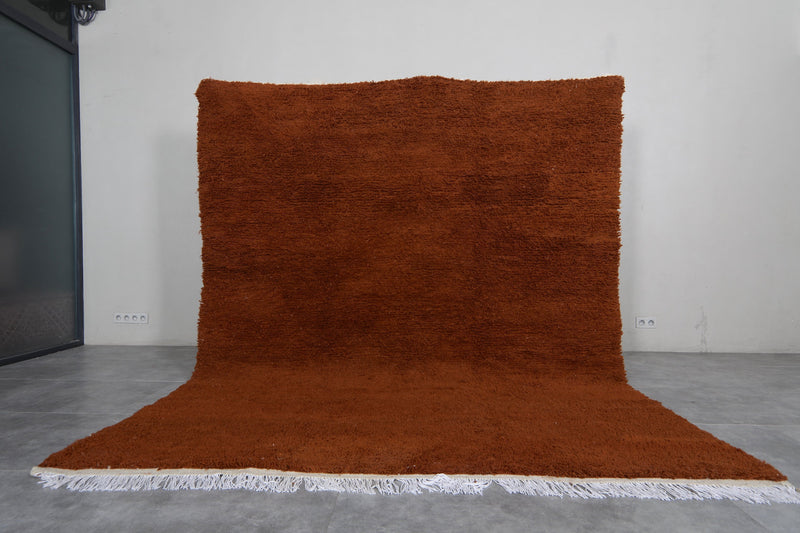 Large Moroccan Rug 8.3 x 9.8 ft - Luxurious Brown Shag Rug